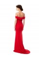 Outlet Off the Shoulder Chapel Train Crepe Prom Dress with Thigh-High slit