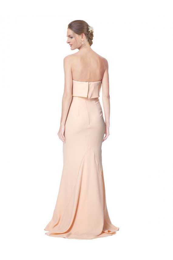 Outlet High Neck Strapless Long Crepe Maxi Prom Dress with Overlay