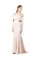 Outlet Mermaid Bardot Maxi Crepe Bridesmiad Dress with Fishtail Train
