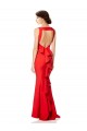 Outlet High Neck Maxi Crepe Bridesmiad Dress with Exaggerated Back Ruffle