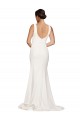 Outlet Square Neck Long Sheath Sweep Train Crepe Prom Dress 