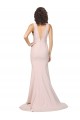 Outlet Deep Plunging V-Neckline Full Length Crepe Prom Dress with Deep V-Backline