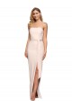 Outlet Full Length Low Back Strapless Crepe Prom Dress with Thigh High Side Split