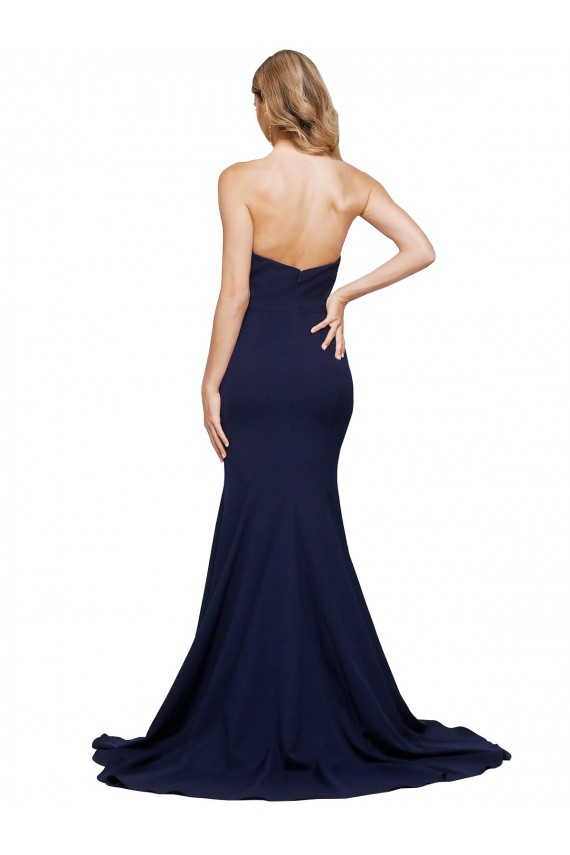 Outlet Fit and Flare Sweetheart Long Crepe Prom Dress with Sweep Train