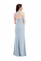 Outlet Open Back Halter Maxi Crepe Prom Dress with Draped Bow