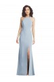 Outlet High Neck Halter Crepe Prom Dress with Twist Criss Cross Back