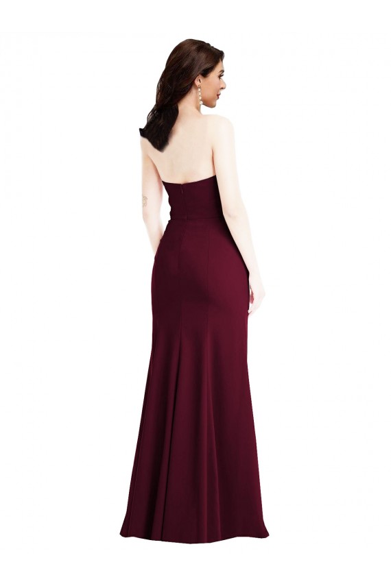 Outlet Strapless Crepe Maxi Prom Dress with Front Slit