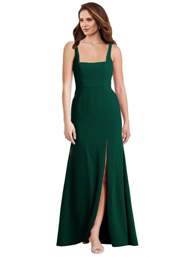 Outlet Square Neck Trumpet Maxi Prom Dress with Front Slit