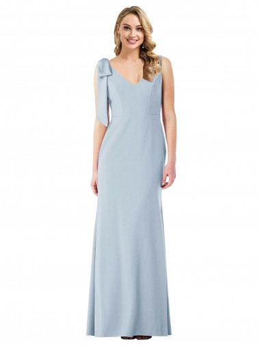 Outlet V-Back Bow Shoulder Trumpet Prom Dress