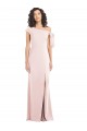 Outlet Off the Shoulder Tie Detail Trumpet Crepe Prom Dress with Front Slit