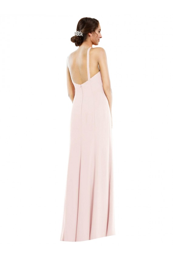 Outlet Criss Cross Halter Princess Line Trumpet Crepe Prom Dress