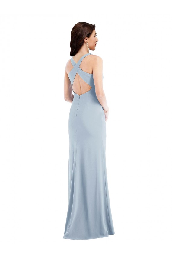 Outlet Criss Cross Cutout Back Maxi Prom Dress with Front Slit