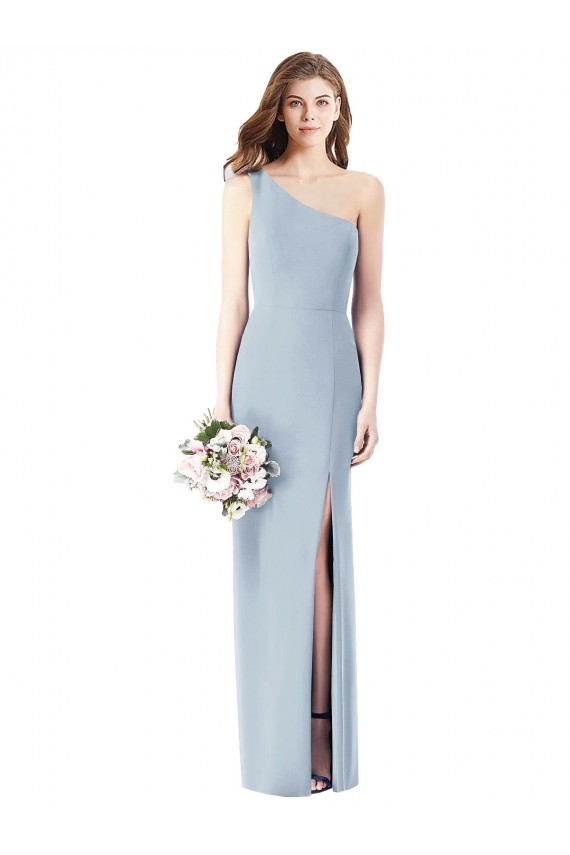 Outlet One Shoulder Crepe Trumpet Prom Dress with Front Slit