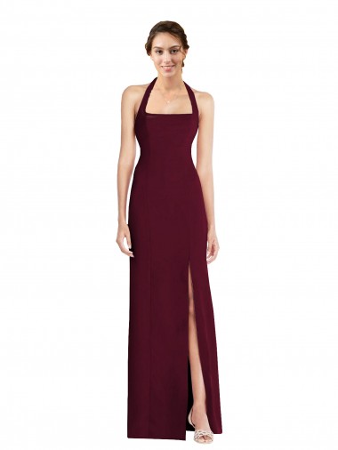 Outlet Tie Halter Open Back Trumpet Prom Dress