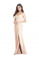 Outlet Seamed Bodice Crepe Trumpet Prom Dress with Front Slit