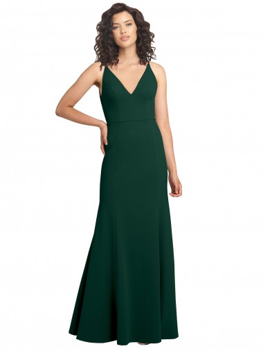 Outlet Form Fitting Stretch Crepe A-Line Prom Dress