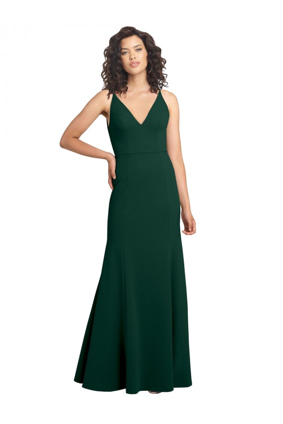 Outlet Form Fitting Stretch Crepe A-Line Prom Dress