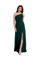Outlet A-Line Slim One Shoulder Crepe Prom Dress with Asymmetrical Straps and Side Slit