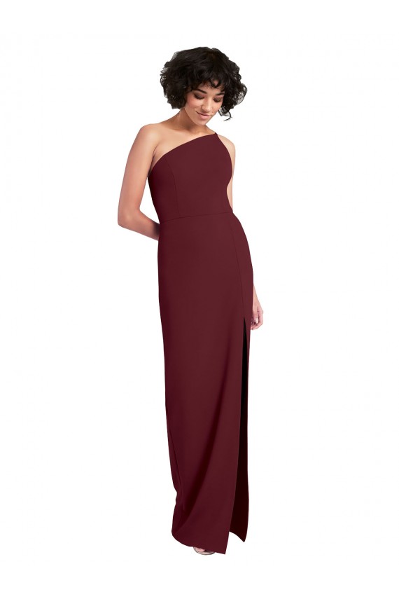 Outlet Sleek One Shoulder Long Crepe Prom Dress with Daring Slit