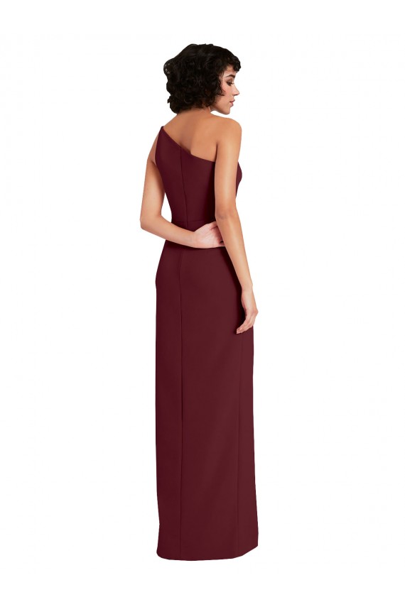 Outlet Sleek One Shoulder Long Crepe Prom Dress with Daring Slit
