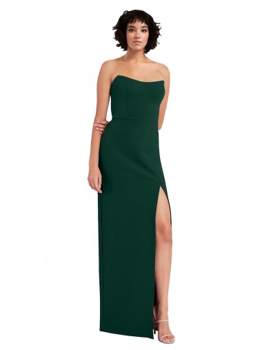 Outlet Scooped Strapless Neckline Crepe Prom Dress with Side Slit