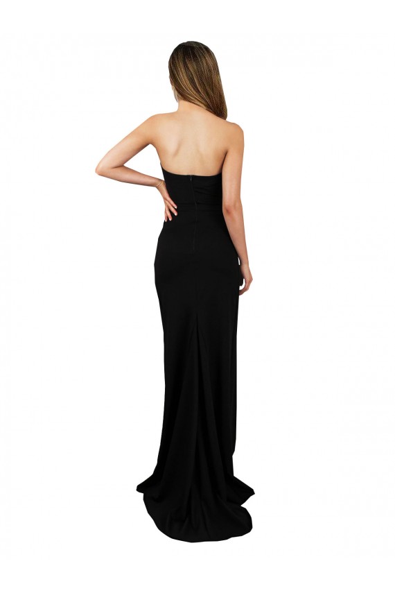 Outlet Corset Style Strapless Crepe Prom Dress with High Split