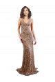 Outlet Floral Patterned Backless V-Neckline Sequin Prom Dress