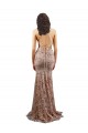 Outlet Floral Patterned Backless V-Neckline Sequin Prom Dress