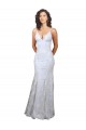 Outlet V-Neckline Backless Floral Patterned Sequin Formal Prom Dress