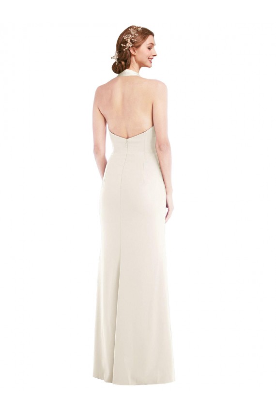 Outlet Halter Tuxedo Maxi Prom Dress with Front Slit