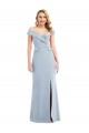 Outlet Off the Shoulder Tuxedo Maxi Prom Dress with Front Slit
