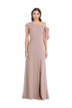 Outlet Off the Shoulder Tie Detail Maxi Crepe Prom Dress with Front Slit
