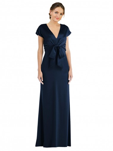 Outlet Soft Bow Blouson Bodice Trumpet Crepe Prom Dress