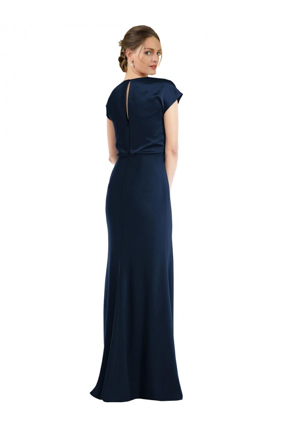 Outlet Soft Bow Blouson Bodice Trumpet Crepe Prom Dress