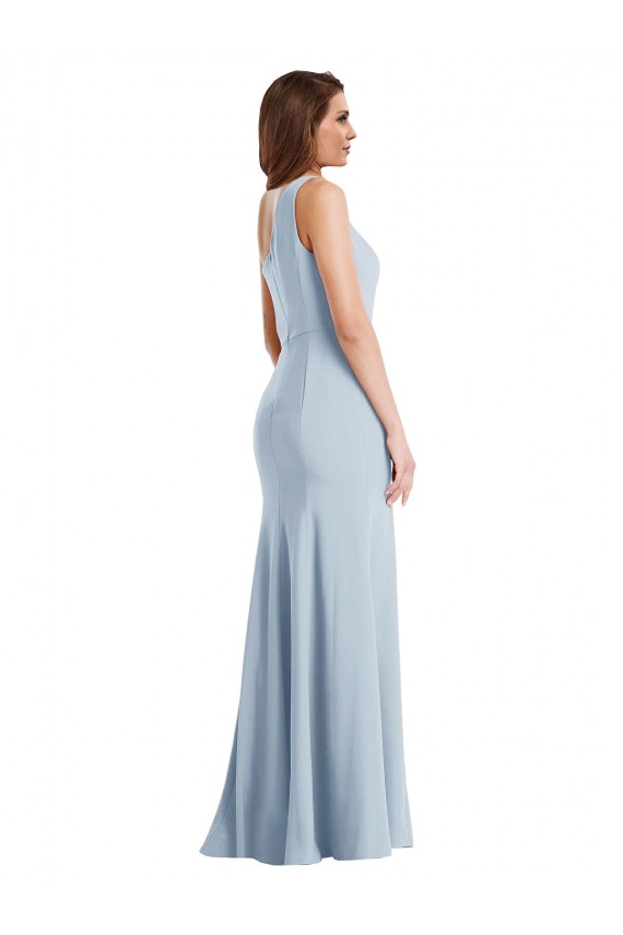 Outlet Bold One Shoulder Trumpet Maxi Crepe Prom Dress