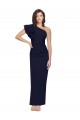 Outlet Ruched Floor Length Long Crepe Prom Dress with Shoulder Ruffles