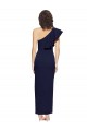 Outlet Ruched Floor Length Long Crepe Prom Dress with Shoulder Ruffles