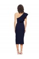 Outlet Ruched Midi Length Short Crepe Cocktail Prom Dress / Homecoming Dress with Shoulder Ruffles