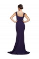 Outlet Square Neck Long Sweep Train Crepe Prom Dress with Thick Straps