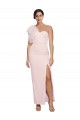 Outlet One Shoulder Tulle Overlay Sweetheart Neckline Long Crepe Prom Dress with Thigh Split