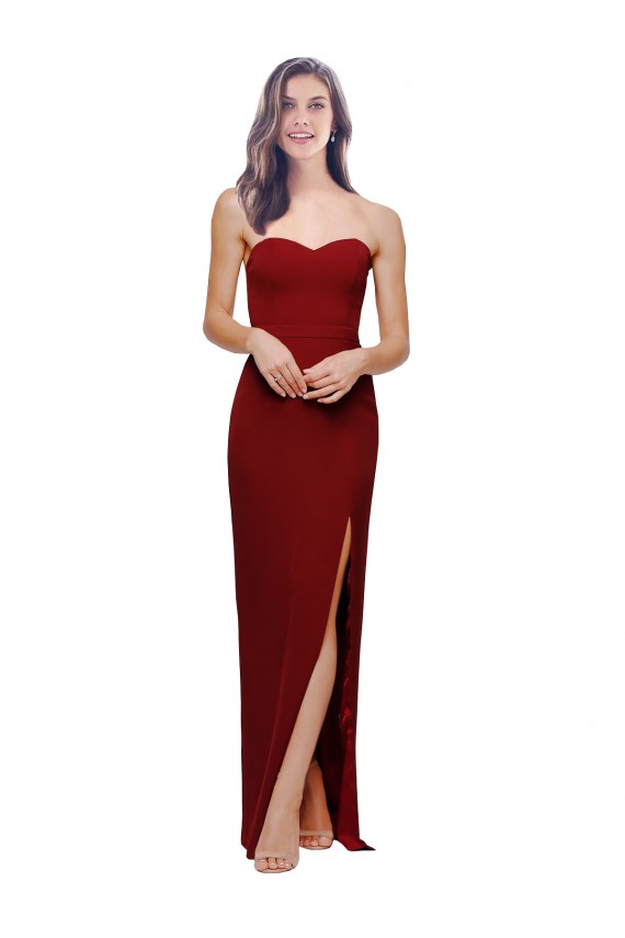 Outlet Straight Pencil Skirt Long Sweetheart Crepe Prom Dress with High Side Split