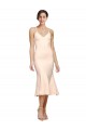 Outlet Midi Length V-Neckline Crepe Cocktail Prom Dress / Homecoming Dress with Thin Straps and Fulted Skirt