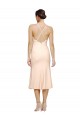 Outlet Midi Length V-Neckline Crepe Cocktail Prom Dress / Homecoming Dress with Thin Straps and Fulted Skirt