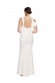 Outlet Full Length Square Neck Crepe Prom Dress with Asymmetrical Straps and Bow Back