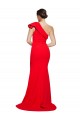 Outlet One Shoulder Long Sweep Train Crepe Prom Dress with Thigh High Split