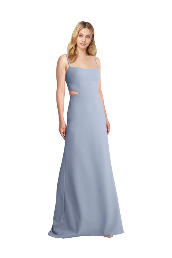 Outlet Feminine Scoop Neckline Long Crepe Slip Prom Dress 