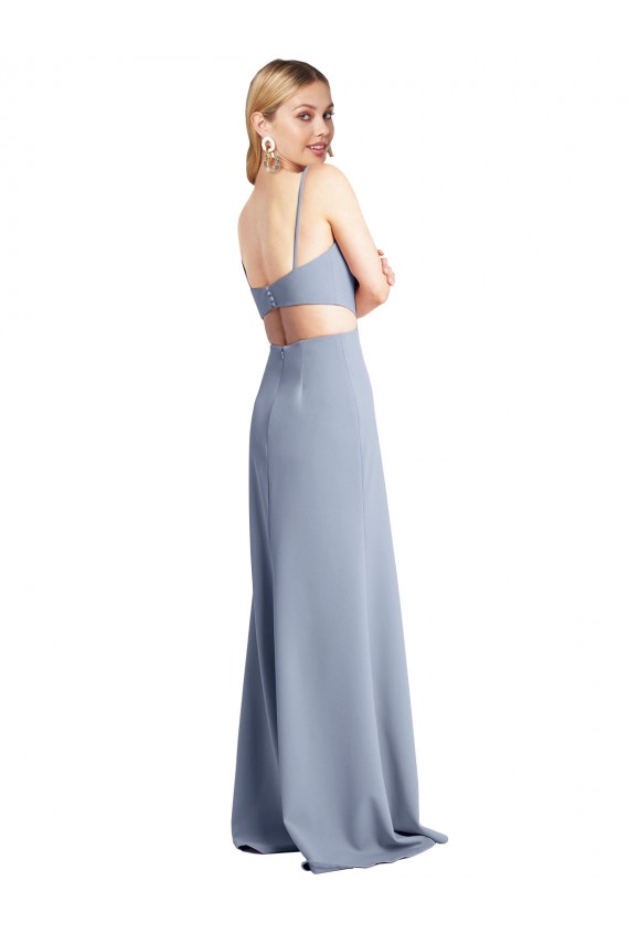 Outlet Feminine Scoop Neckline Long Crepe Slip Prom Dress 