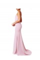 Outlet Square Neck Criss Cross Open Back Slim Crepe Prom Dress with Spaghetti Straps