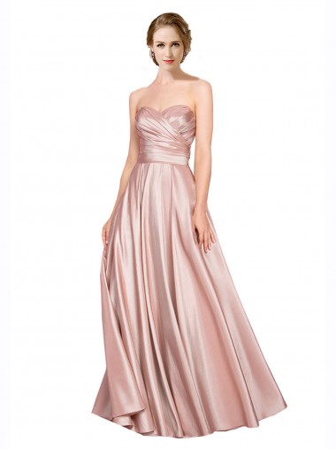Outlet Long Plated Strapless Sweetheat Stretch Satin Prom Dress