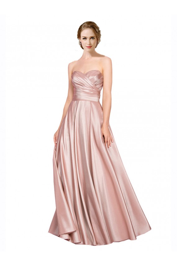 Outlet Long Plated Strapless Sweetheat Stretch Satin Prom Dress